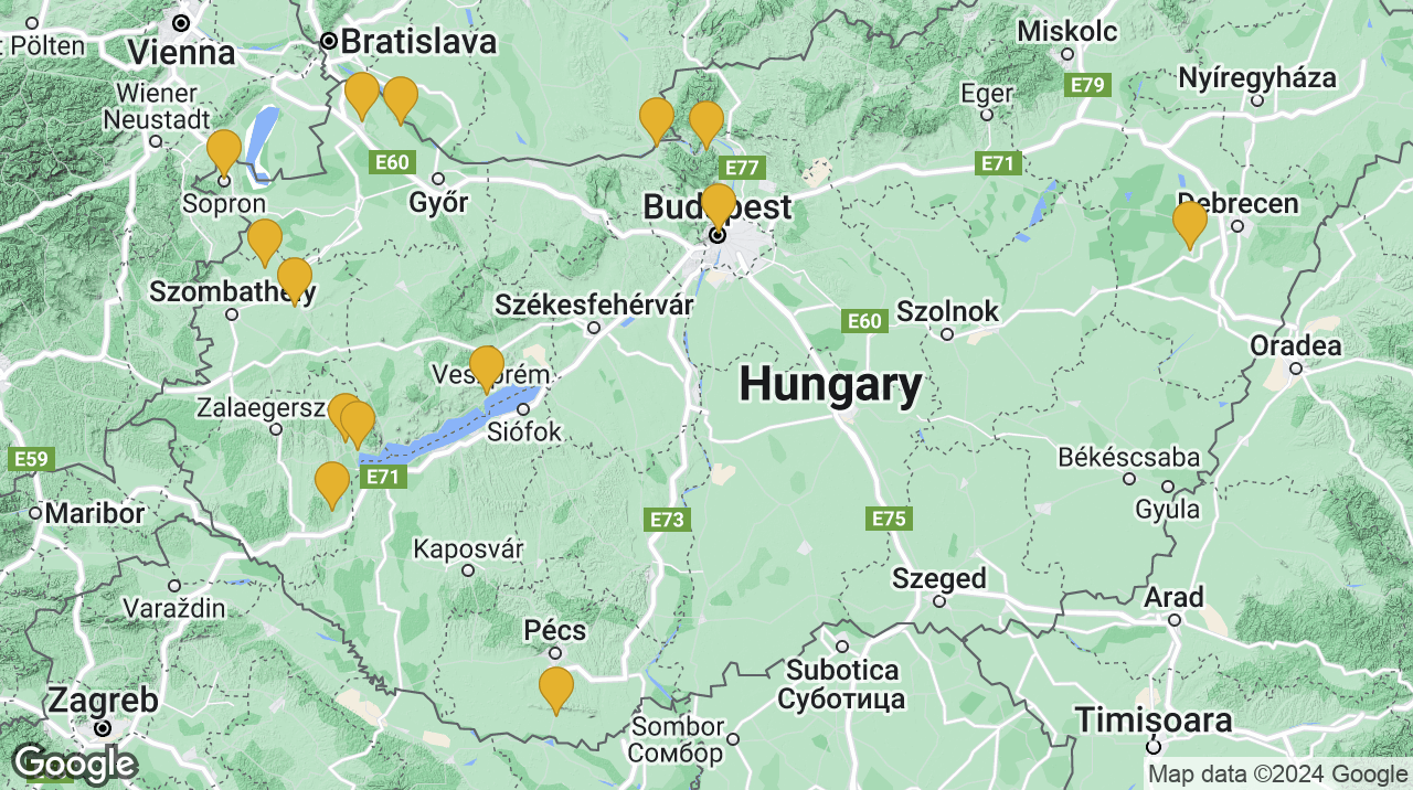 Fürdők térképe, wellness hotelek , Magyarország